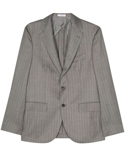 Boglioli Pinstripe Wool-blend Blazer - Grey