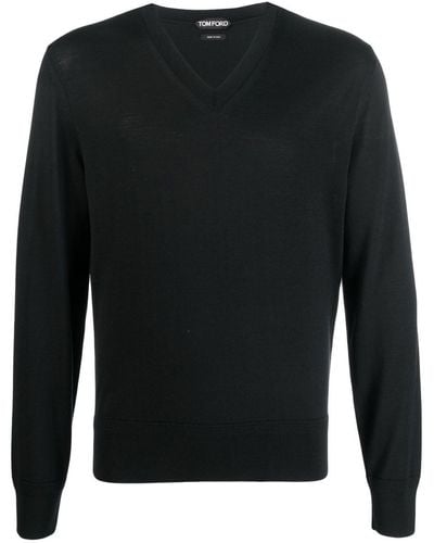 Tom Ford Fine-knit V-neck Sweater - Black