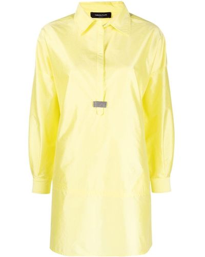 Fabiana Filippi Long-sleeved Satin Mini Shirtdress - Yellow