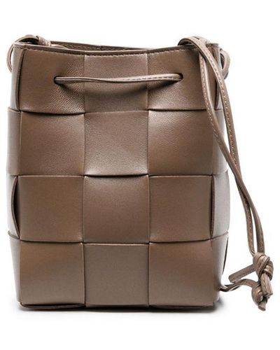 Bottega Veneta Small Cassette Leather Bucket Bag - Women's - Lamb Skin - Brown
