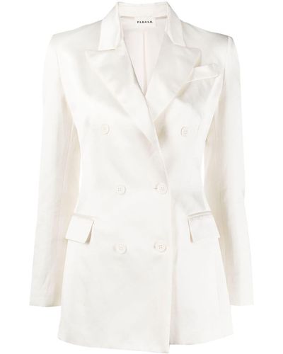 P.A.R.O.S.H. Satin Double-breasted Blazer - White