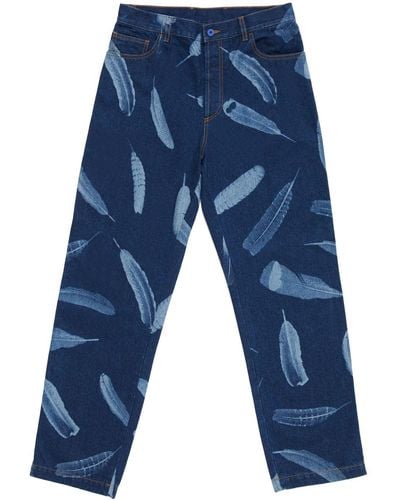 Marcelo Burlon Feathers Straight-leg Jeans - Blue
