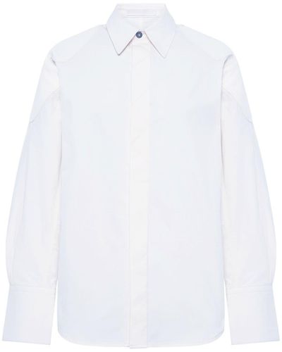 Dion Lee Camisa con cuello de pico y hombreras - Blanco