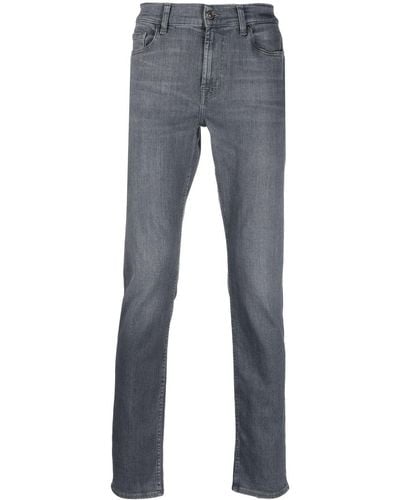 7 For All Mankind Halbhohe Slim-Fit-Jeans - Blau