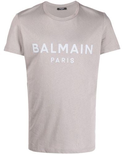 Balmain T-Shirt mit Logo-Print - Grau