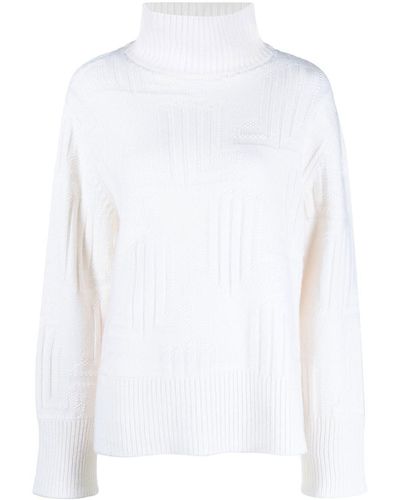 Lanvin Funnel-neck Knitted Sweater - White