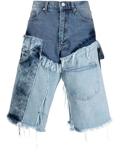 Natasha Zinko Jeans-Shorts im Patchwork-Look - Blau