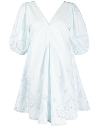 Ganni Laser-cut Organic Cotton Dress - White