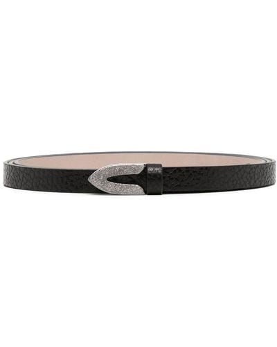 Brunello Cucinelli Pebble-leather Thin Belt - Black