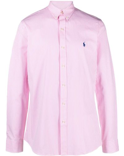 Polo Ralph Lauren Gestreept Overhemd Met Geborduurd Logo - Roze