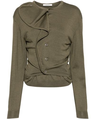 Lemaire Trompe L'oeil Wool-blend Cardigan Sweater - Green