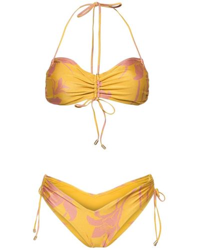 Zimmermann Bikini Acadian con lateral fruncido - Naranja