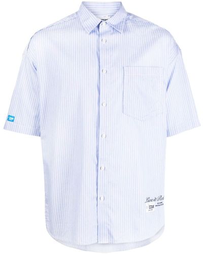 Izzue Logo-print Striped Cotton Shirt - Blue