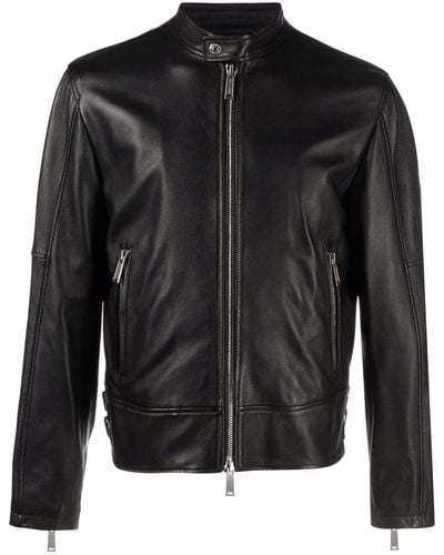 DSquared² Zippered Leather Jacket - Black