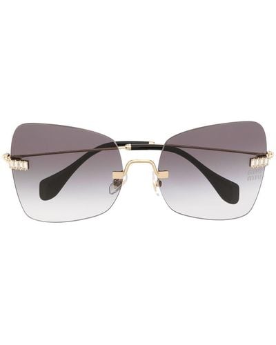 Miu Miu Gold-tone Gradient Square Sunglasses - Women's - Pvc - Brown