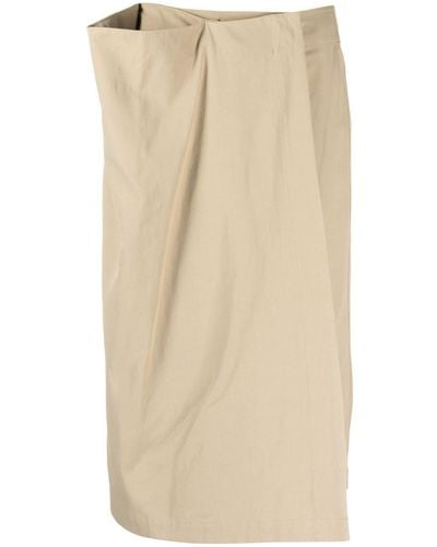 Lemaire Draped-detail Midi Skirt - Natural