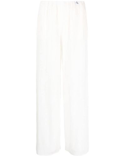 Calvin Klein Plissé-effect Wide-leg Pants - White