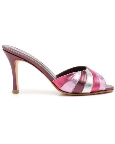 Sarah Chofakian Cocteau 75mm Striped Mules - Pink