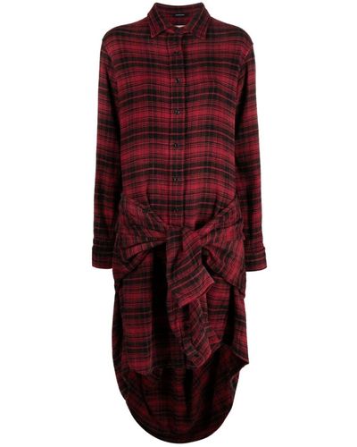 R13 Checked Cotton Shirt Dress - Red