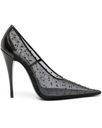 Saint Laurent Anja 115mm Rhinestoned Court Shoes - Black