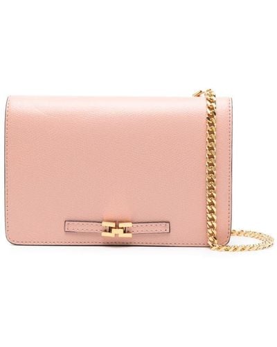Elisabetta Franchi Horsebit-detail Leather Shoulder Bag - Pink