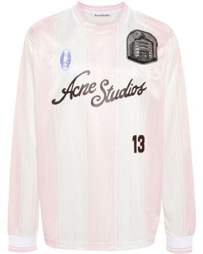 Acne Studios Logo-print Striped T-shirt - Pink