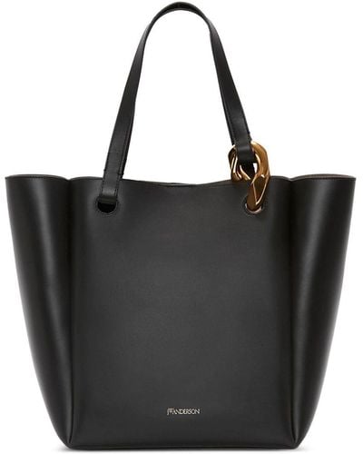 JW Anderson Chain Cabas Leather Tote - Black