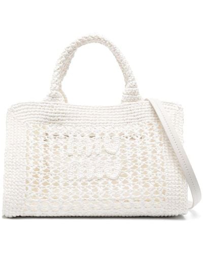 Miu Miu Crochet Tote Bag - White