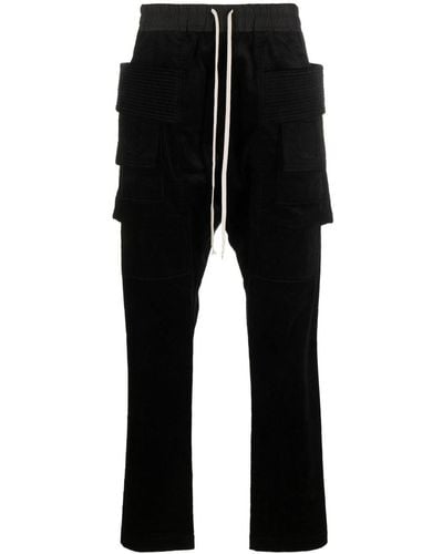 Rick Owens Pantalones de pana ajustados tipo cargo - Negro