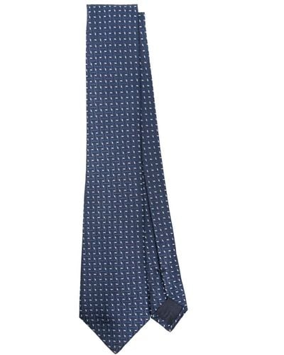 Giorgio Armani Cravate en soie à motif géométrique - Bleu
