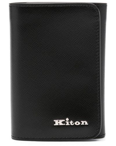 Kiton Logo-lettering Tri-fold Wallet - Black