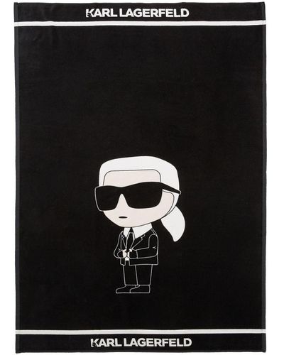 Karl Lagerfeld Ikonik ビーチタオル - ブラック
