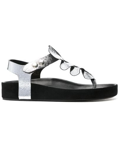 Isabel Marant Metallic Crinkle Leather Sandals - Black