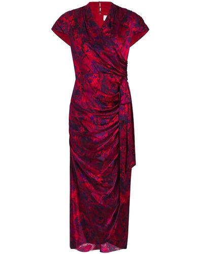 Cinq À Sept Gail Floral-print Silk Dress - Red