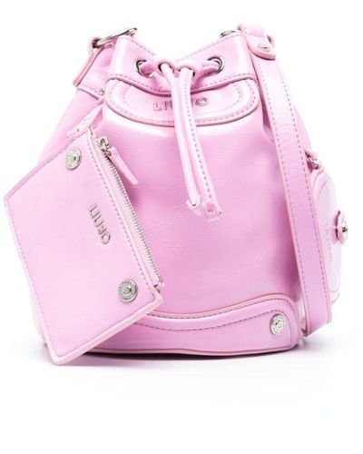 Liu Jo Logo -ettering Faux-leather Bucket Bag - Pink