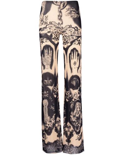 Jean Paul Gaultier Graphic-print Flared Pants - White