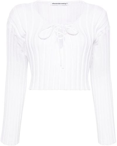 Alexander Wang Cropped Ribbed Knit Top - White