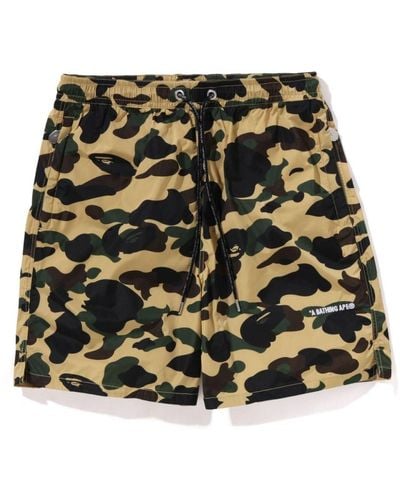 A Bathing Ape Camouflage-print Embroidered-logo Shorts - Black
