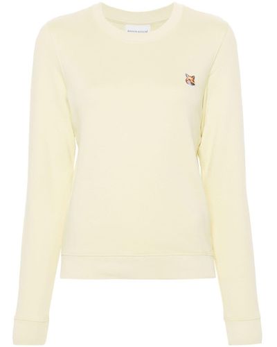 Maison Kitsuné Fox-Motif Cotton Sweatshirt - Natural