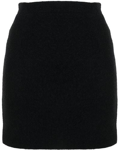Alessandra Rich Textured Cotton Fitted Skirt - Black