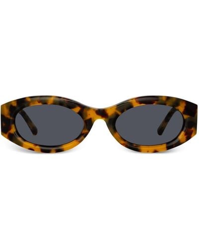 Linda Farrow Ovale Berta Sonnenbrille in Schildpattoptik - Braun