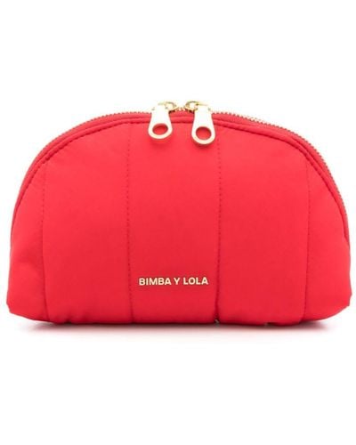Bimba Y Lola Logo-lettering Quilted Makeup Bag - Red