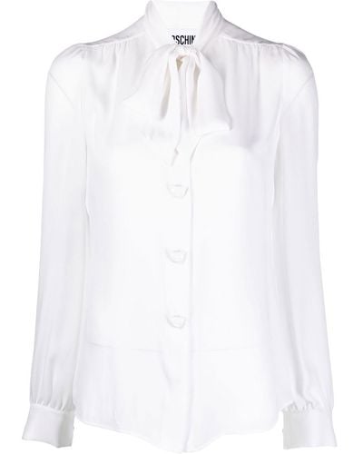 Moschino Pussy-bow Collar Silk Blouse - White