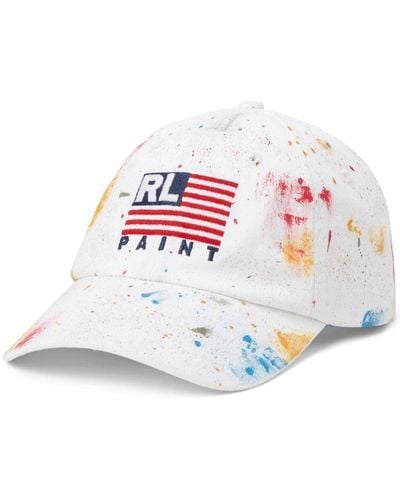 Polo Ralph Lauren Spray-paint Effect Cotton Cap - White