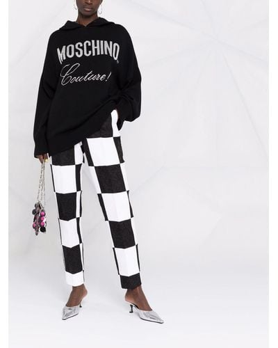 Moschino Sudadera de punto con logo en intarsia - Negro