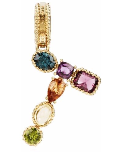 Dolce & Gabbana Rainbow Alphabet T マルチストーン ペンダント 18kイエローゴールド - メタリック