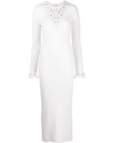 Rabanne Open-knit Panel Midi Dress - White