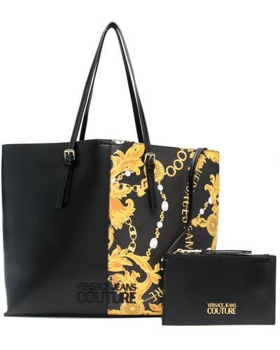 Versace Baroque-pattern Faux-leather Tote Bag - Black