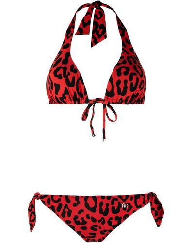 Dolce & Gabbana Bikini con estampado de leopardo - Rojo