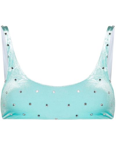 DSquared² Crystal-embellished Velvet Bikini Top - Blue